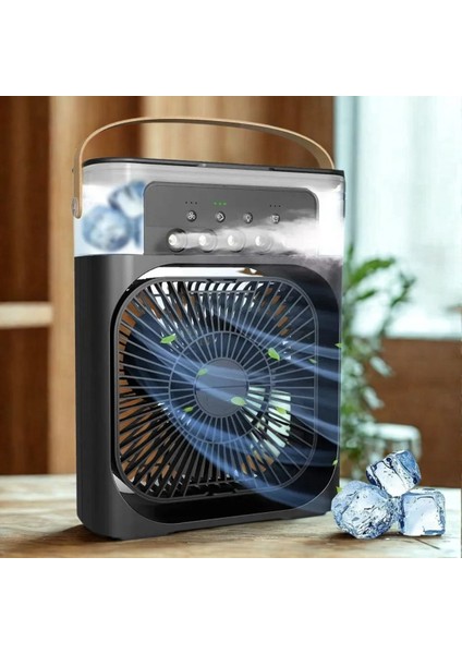 Taşınabilir 3 Farklı Mod Ayarlı 7 Farklı LED Işıklı Sulu Soğutmalı Taşınabilir Masaüstü USB Fan Vantilatör modelleri