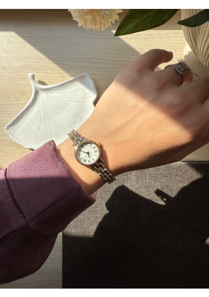 Retro Minimal Metal Kordon Vintage Kadın Kol Saati Çift Renk modelleri