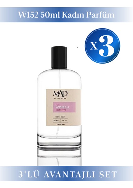 3 Adet 50 ml W152 Selective Kadın Parfüm Seti