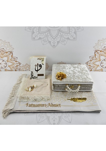 Kişiye Özel Kuranı Kerim Seti Isme Özel Hazırlanır Krem Renk Meal Kuran Mealli Hafız Boy