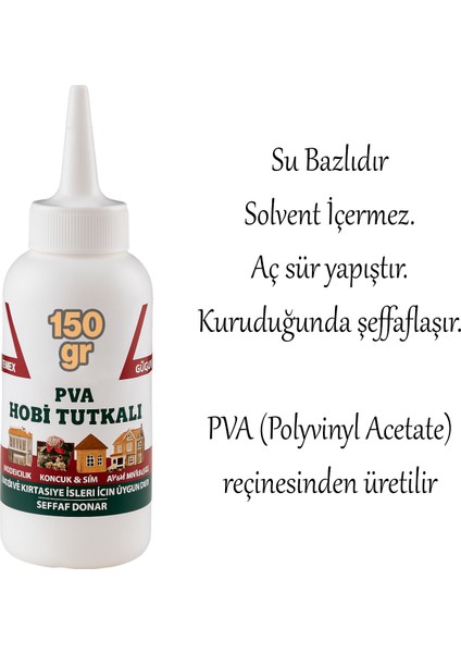 Hobi Tutkalı Hazır Pva 150 Gram Şeffaf Ahşap Karton Kumaş Kağıt Dıy Uygulama Maket Yapım Yapıştırıcı fırsatları