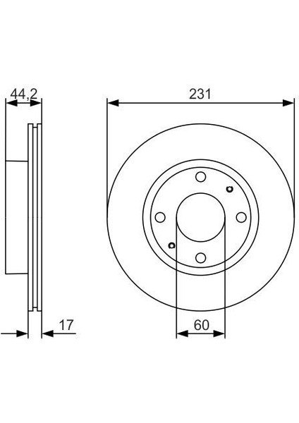 Fren Diski. Ön. 231 mm / 17-15 mm Hava Kanallı