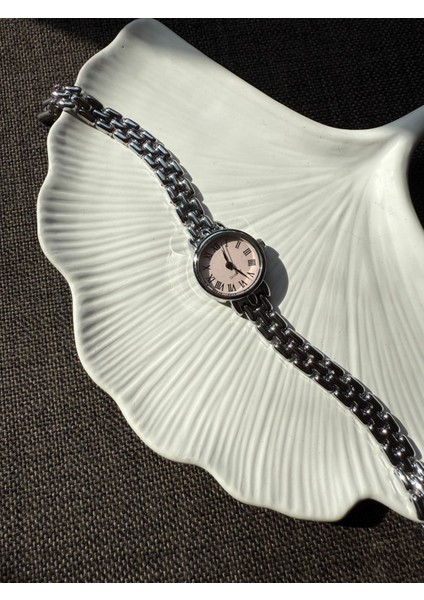 Retro Minimal Metal Kordon Vintage Kadın Kol Saati Içi Pembe indirimleri