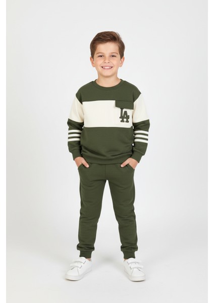 Erkek Çocuk La Nakışlı Şardonlu 2li Takım - 2305