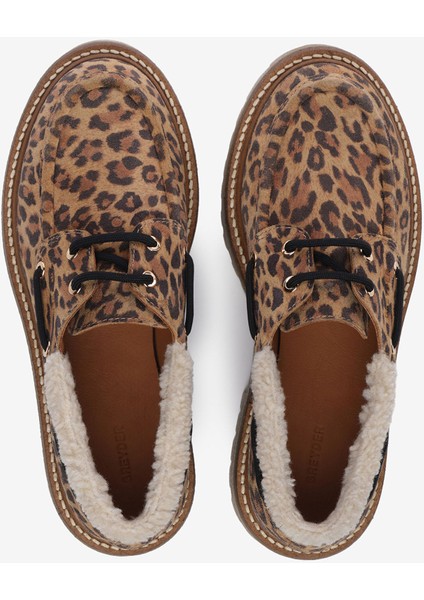Kadın Leopar Hakiki Deri Loafer Ayakkabı 5K2CA35344
