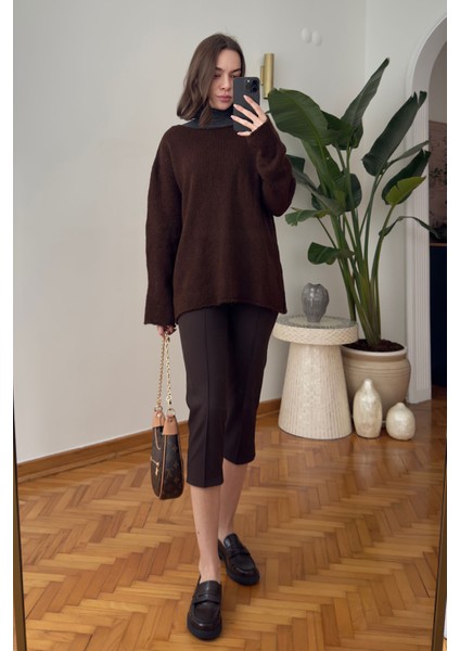 Oversize Orijinal Triko Kazak- Kahverengi
