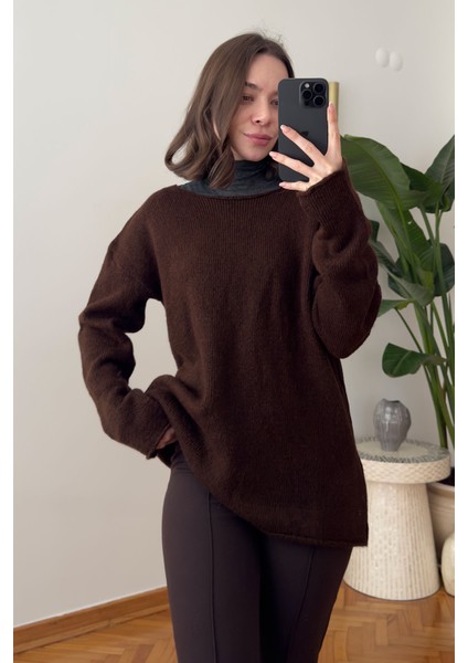 Oversize Orijinal Triko Kazak- Kahverengi modelleri