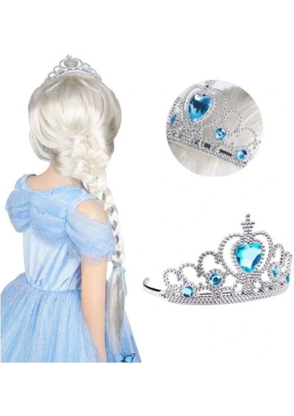 Karlar Ülkesi Elsa Mavi Kalpli Taç ve Mavi Asa Seti Çocuk Boy fırsatları