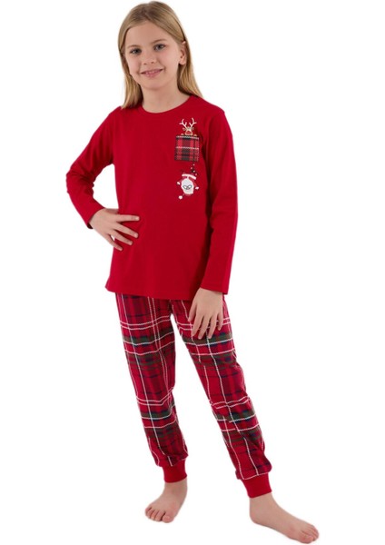 Kız Çocuk Kırmızı Pijama Takımı 3512-2