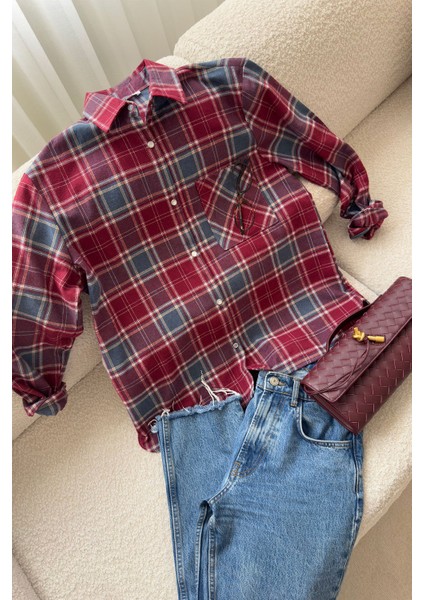 Çıtçıtlı Oduncu Gömlek- Bordo modelleri