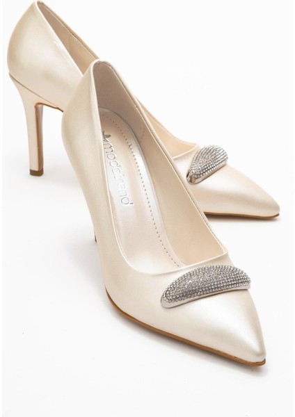 Taşlı Kadın Stiletto Ayakkabı Sedef Cilt