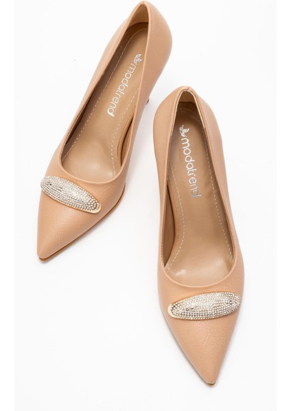 Taşlı Kadın Stiletto Ayakkabı Ten Cilt indirimleri