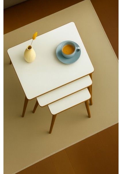 Istanbul 3'lü Zigon Sehpa %100 Mdf Beyaz fırsatları