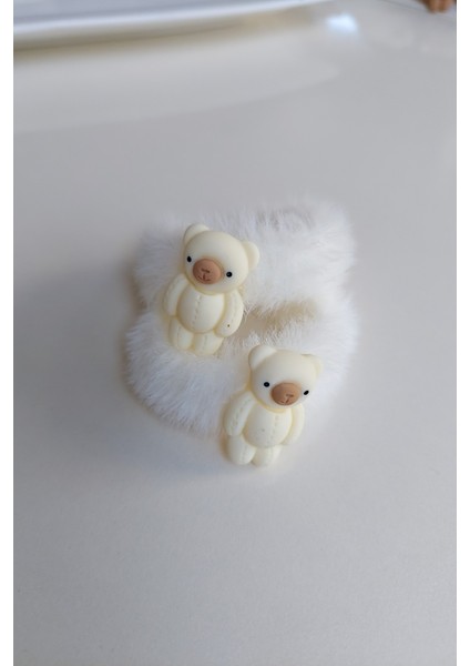 Ayıcık Figürlü Peluş Saç Tokası Lastik Toka 2 Adet modelleri