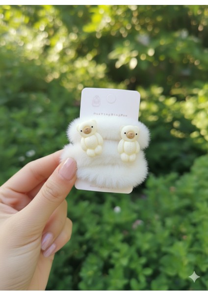 Ayıcık Figürlü Peluş Saç Tokası Lastik Toka 2 Adet fırsatları
