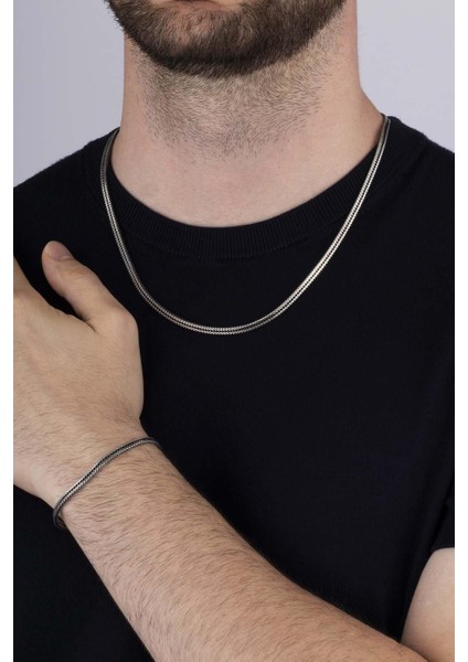 Gümüş Pazarım Tilki Kuyruğu 925 Ayar Gümüş Erkek Zincir Bileklik Kolye Kombini fiyatları