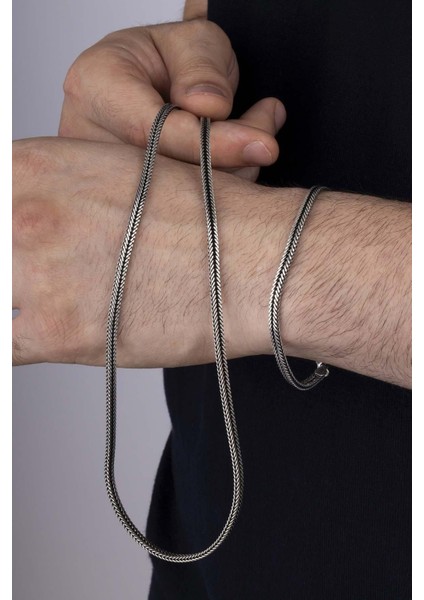 Gümüş Pazarım Tilki Kuyruğu 925 Ayar Gümüş Erkek Zincir Bileklik Kolye Kombini modelleri