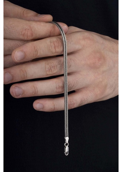 Gümüş Pazarım Tilki Kuyruğu 925 Ayar Gümüş Erkek Zincir Bileklik Kolye Kombini fırsatları