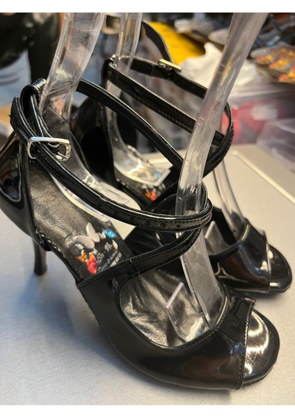 Simsiyah Rugan Yandan Çiftbağlı Model 8,5 cm 13 Pont Tango, Dans ve Abiye Ayakkabısı fırsatları