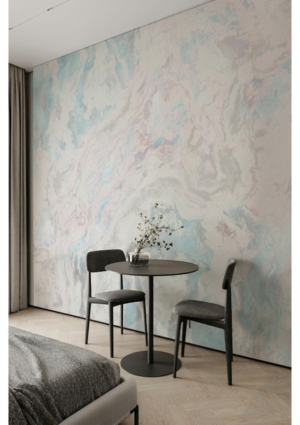 Yumuşak Tonlarda Modern Mermer Görünümlü Tekstil Duvar Kağıdı