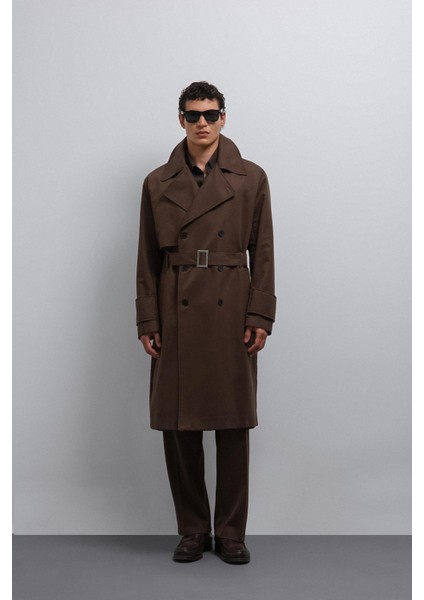 Kahve Relax Fit Erkek Trençkot fiyatları