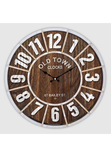 Duvar Saati Dış Kenar Gri Içi Kahverengi 50CM Dekoratif Eksitme Mdf Kadran Metalik Akrep/yelkovan Akar Mekanizma Akrilik Boya Abs Hammadde