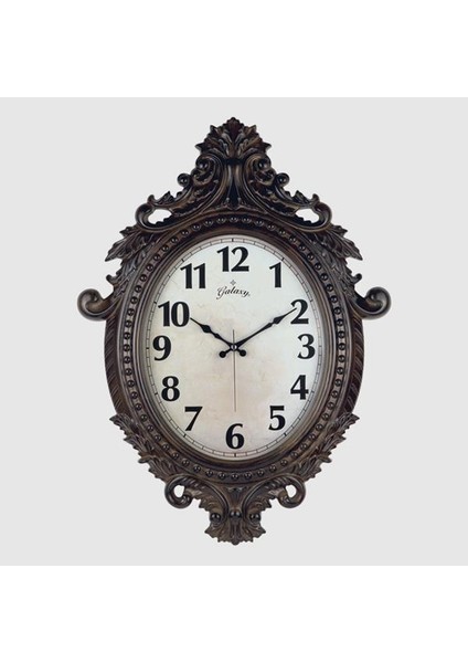 Duvar Saati Kahverengi Çerçeve ÇAP:73CM x 54CM Vintage Taçlı Eksitme Dekoratif Amerikan Bristol Kadran Akar Saniyeli Mekanizma Akrilik Boya Abs Hammadde Mineral Cam