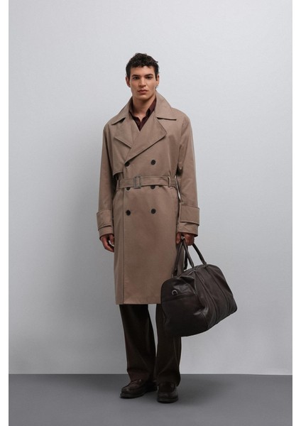 Bej Relax Fit Erkek Trençkot modelleri