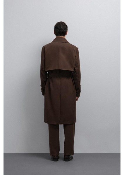 Kahve Relax Fit Erkek Trençkot indirimleri