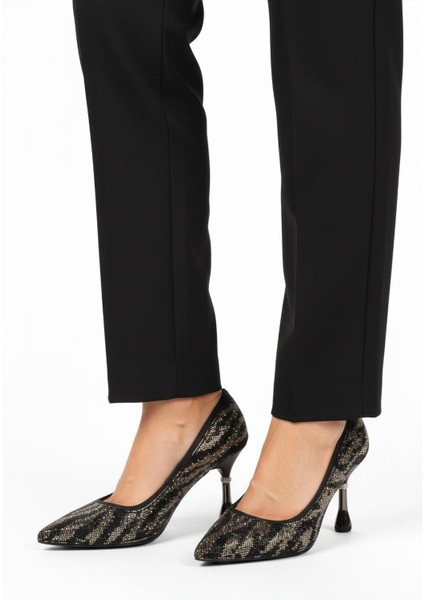 248245 Z Siyah Taşlı Kadın Topuklu Ayakkabı modelleri