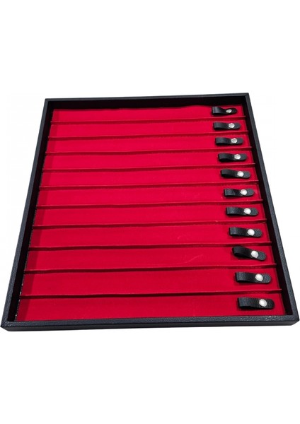 11'li Tesbih & Bileklik Sunum Tablası (Ahşap Kasa) Siyah Deri 35X38 cm modelleri