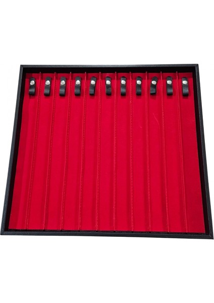 11'li Tesbih & Bileklik Sunum Tablası (Ahşap Kasa) Siyah Deri 35X38 cm fırsatları