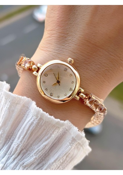 Çelik ve Taşlı Kordon Vintage Seri Küçük Kasa Özel Tasarım Kadın Kol Saati SP.8933.M5
