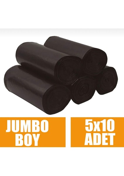 Jumbo Boy Çöp Poşeti 5'li (10X5 50 Adet) Jumbo Boy Çöp Torbası Yırtılmaz Kalın Eşya Poşeti Taşınma Poşeti