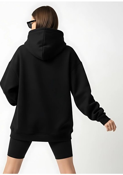1990'S Tasarım Baskılı Siyah Oversize Unisex Kapüşonlu Sweatshirt Hoodie fiyatları