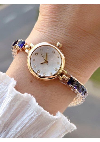 Çelik ve Taşlı Kordon Vintage Seri Küçük Kasa Özel Tasarım Kadın Kol Saati SP.8933.M3