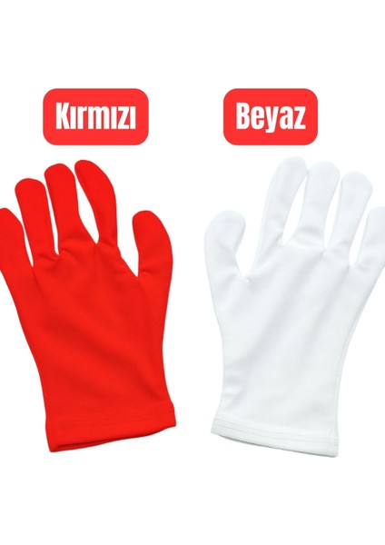 Unisex Çocuk Kırmızı Beyaz Renk & Bando & Pandomim & Gösteri & Merasim Eldiveni & 23 Nisan & 19 Mayıs & 29 Ekim fiyatları