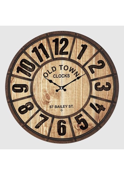 Duvar Saati Dış Kenar Kahverengi Içi Kahve 50CM Dekoratif Eksitme Mdf Kadran Metalik Akrep/yelkovan Akar Mekanizma Akrilik Boya Abs Hammadde