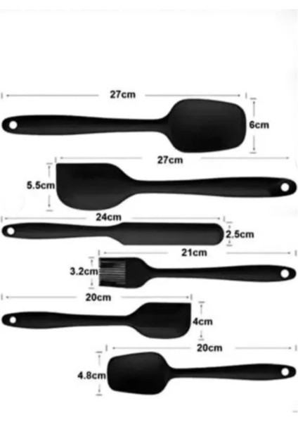 Isıya Dayanıklı Yanmaz Yapışmaz Silikon Spatula Seti 6 Parça Siyah fiyatları