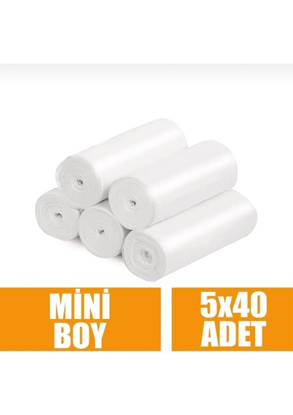 Mini Boy Çöp Poşeti 5'li (5X40 200 Adet) Küçük Çöp Poşeti Yırtılmaz Çöp Torbası fiyatları