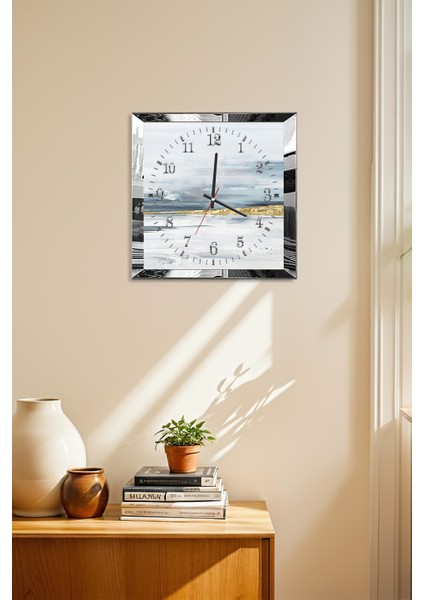 Gümüş Çerçeveli Bulutların Arasında Temalı Dekoratif Mdf Duvar Saati modelleri