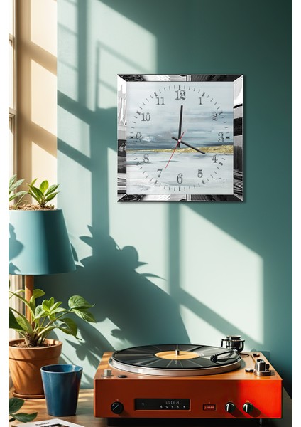 Gümüş Çerçeveli Bulutların Arasında Temalı Dekoratif Mdf Duvar Saati fırsatları