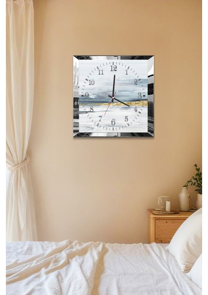 Gümüş Çerçeveli Bulutların Arasında Temalı Dekoratif Mdf Duvar Saati indirimleri