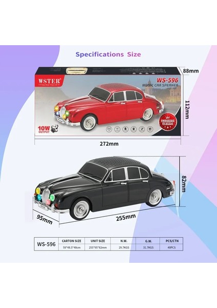 WS-596 Araba Görünümlü Kablosuz Bluetooth Hoparlör Siyah (5313) indirimleri