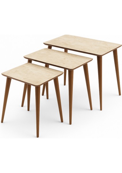 Istanbul Traverten 3'lü Zigon Sehpa %100 Mdf modelleri