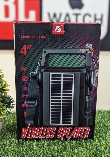 KTS-1706 Taşınabilir Güneş Enerjili Fenerli Bluetooth Hoparlör (5313) indirimleri