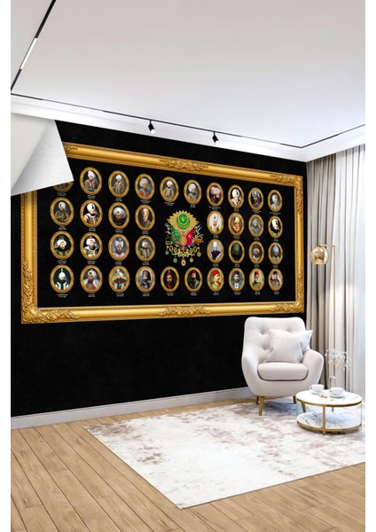 Osmanlı Padişahları Portreli Tek Parça Tekstil Duvar Kağıdı fiyatları