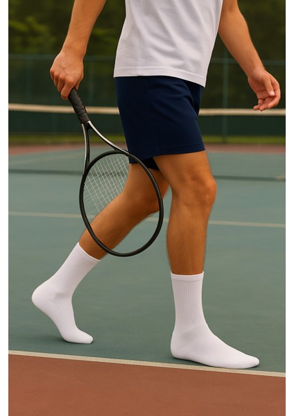 Havlu Erkek Tenis Çorabı 12 Çift Beyaz