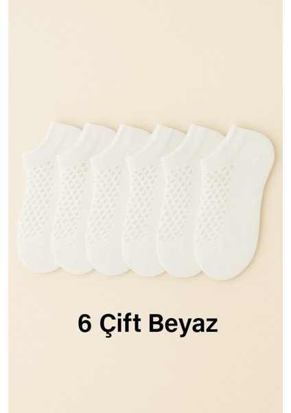 Fileli Patik Kadın Çorabı 6 Çift Beyaz fiyatları