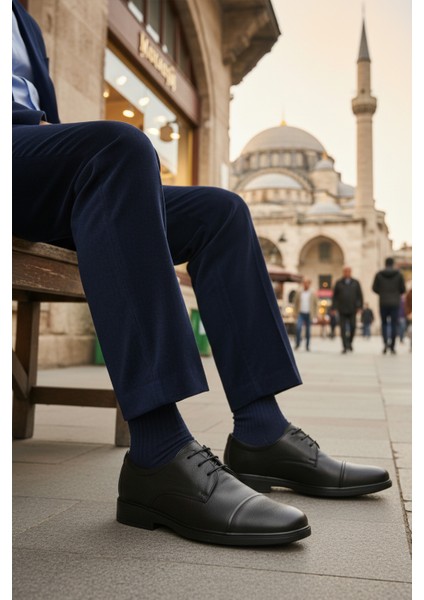 Siyah Bağcıklı Hakiki Deri Jel Taban Anatomik Erkek Klasik Ayakkabı 425 M modelleri